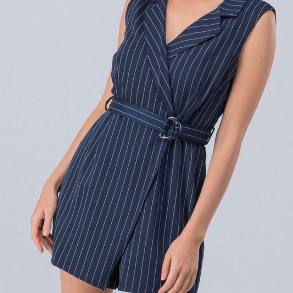 Navy Stripe Romper